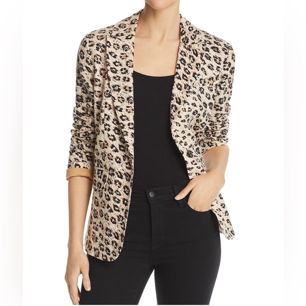 Joie Anilah Leopard Print Blazer One Button Linen… - image 3